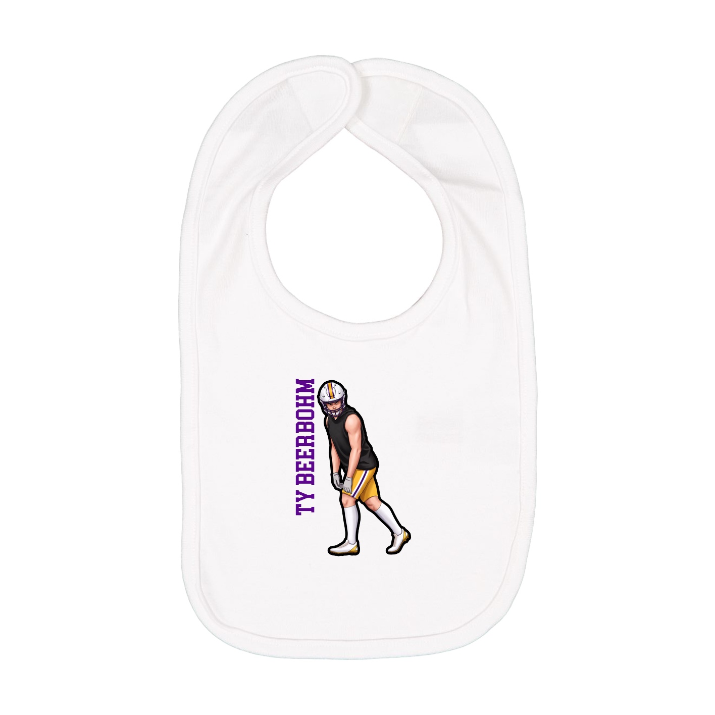 Infant Bib — Name Vertical in White
