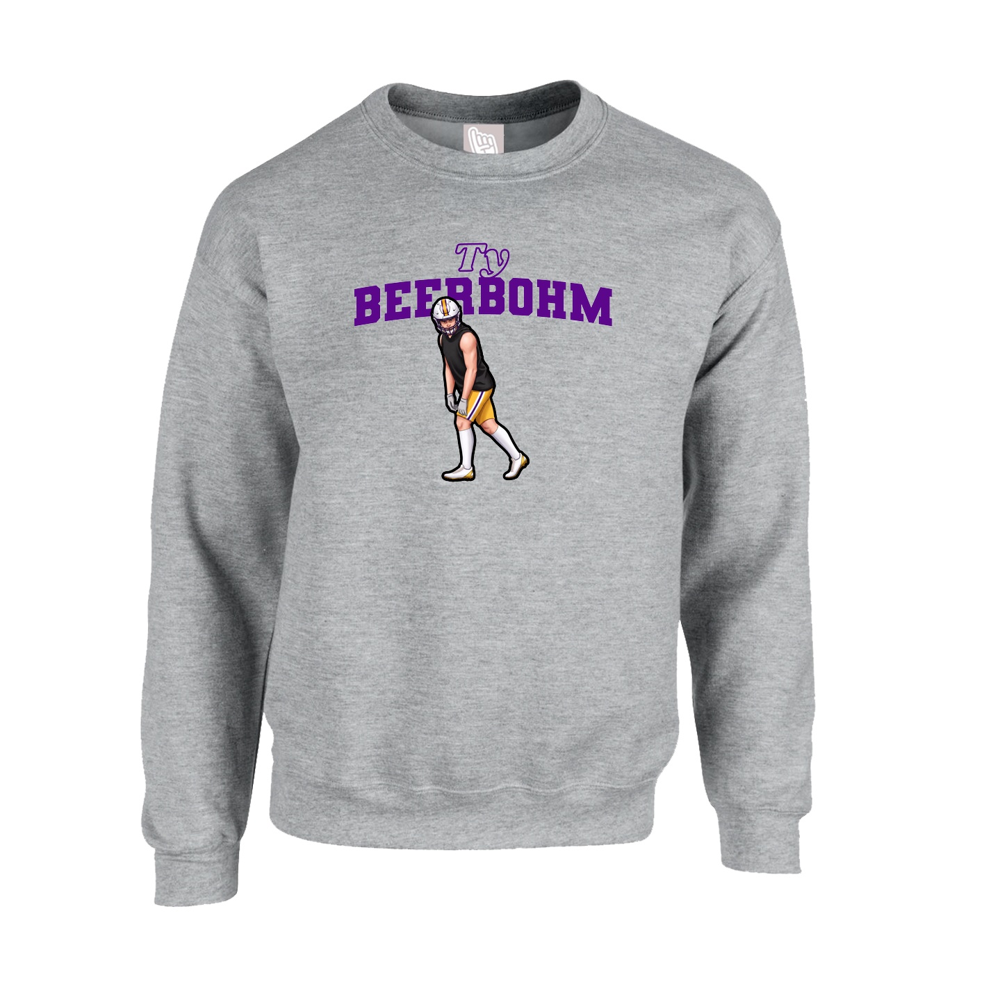 Fleece Crew — Name Arch in Grey
