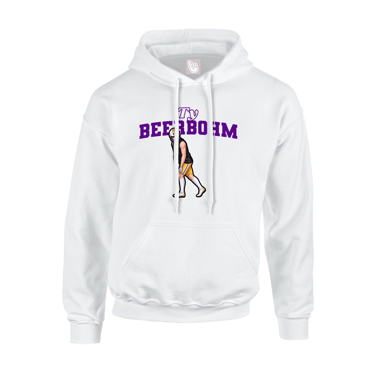 Youth Hoodie — Name Arch in White