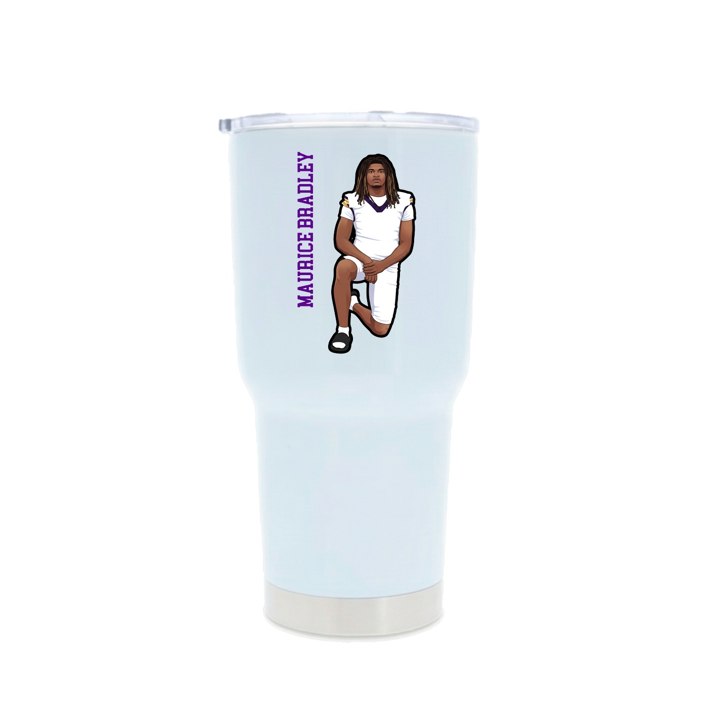 30oz Stainless Steel Tumbler — Name Vertical in White