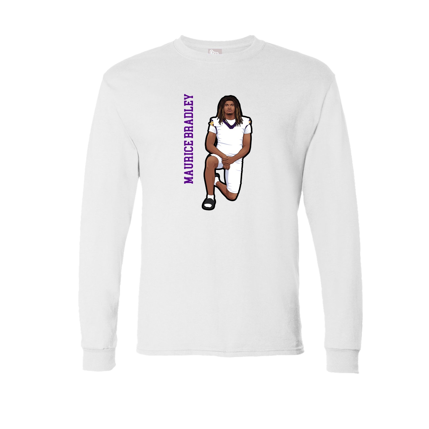 Long Sleeve Tee — Name Vertical in White