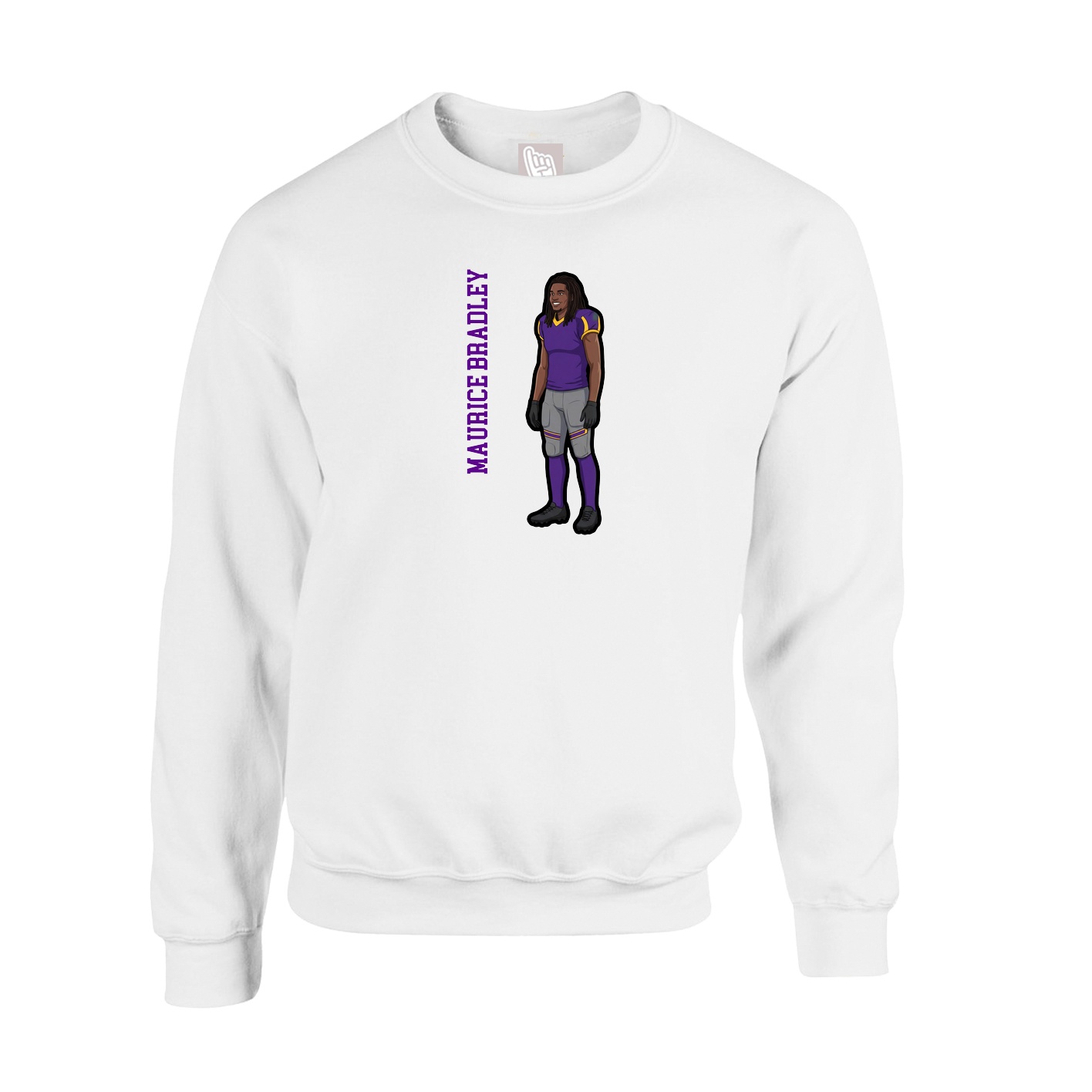 Fleece Crew — Name Vertical in White