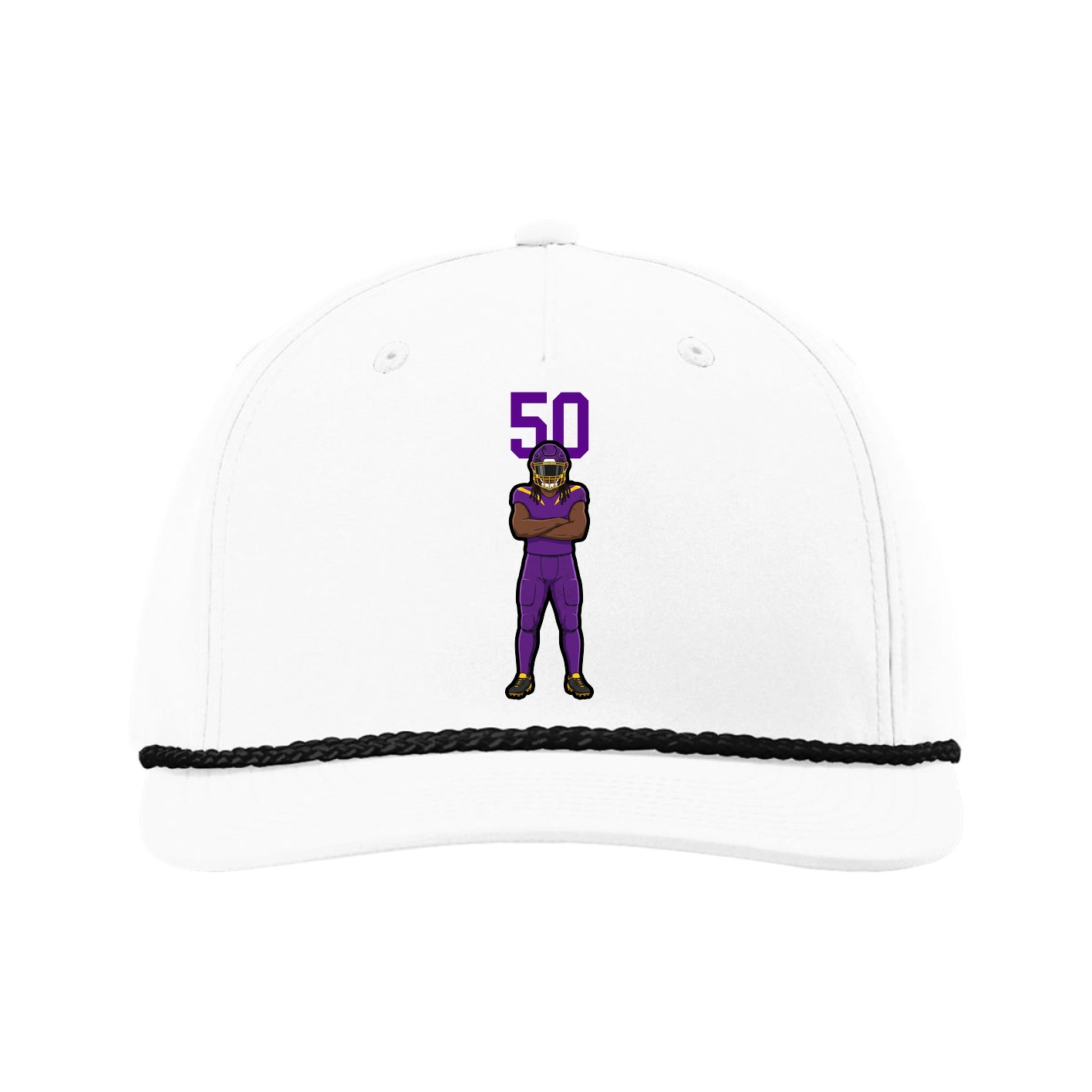 Five-Panel Classic Rope Cap — Number Top in White