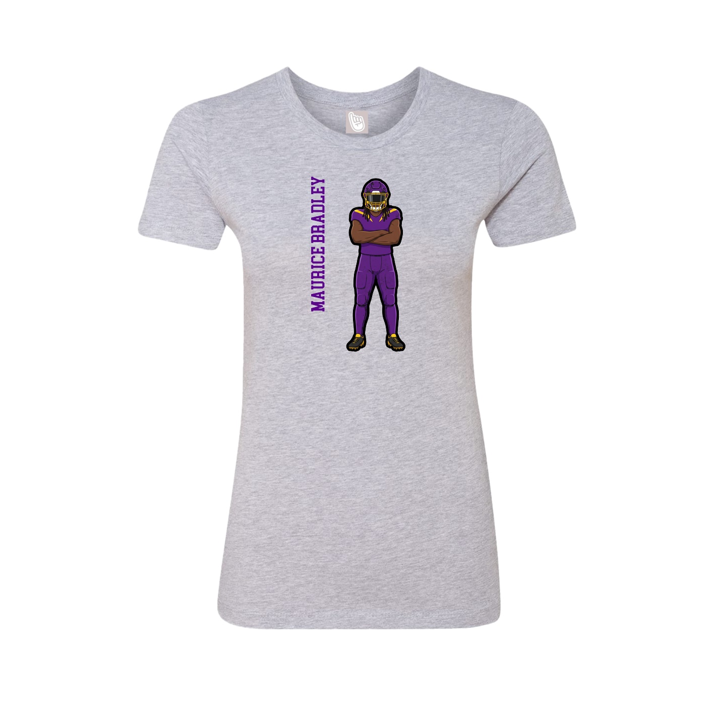 Fitted Women's Tee — Name Vertical in Grey