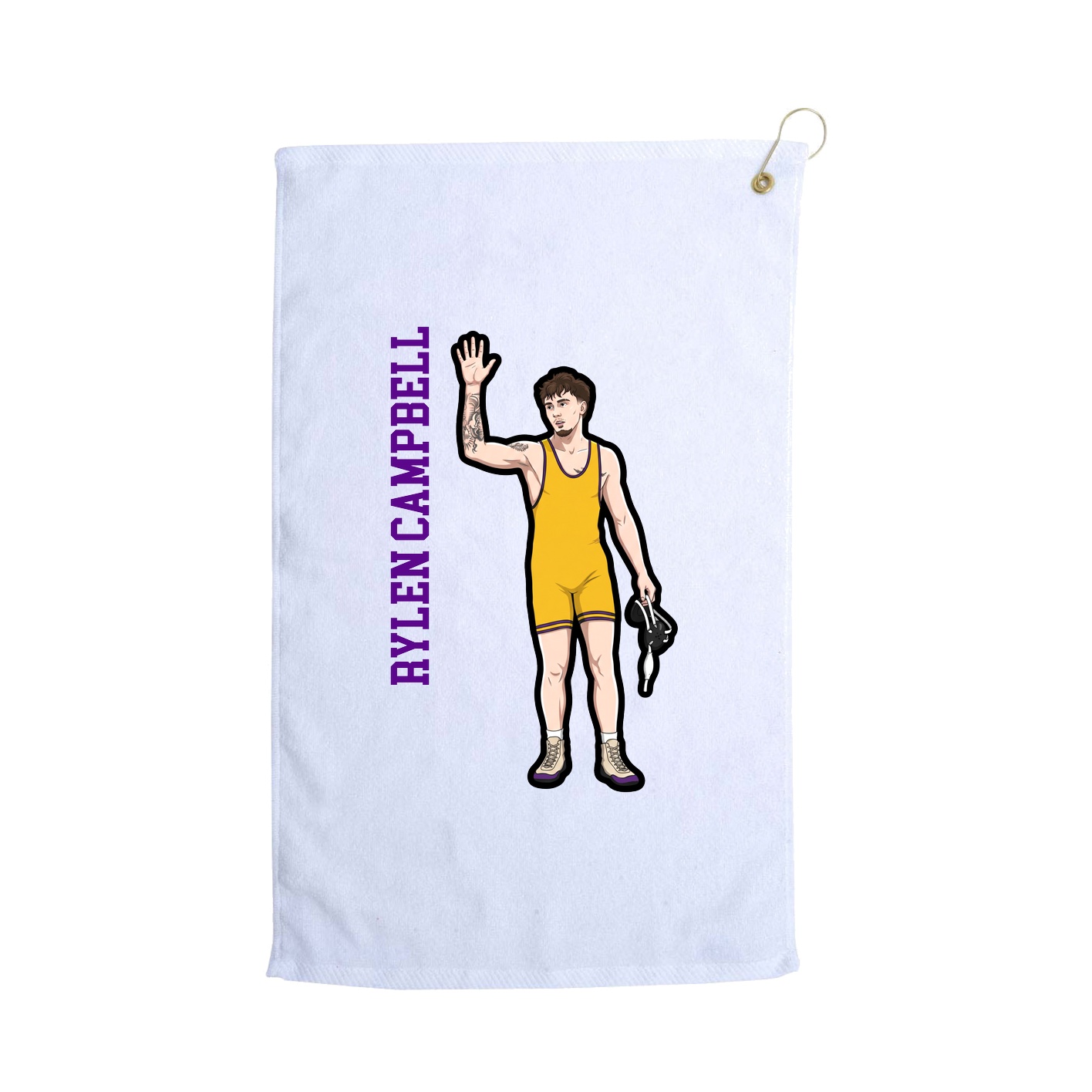 Golf Towel — Name Vertical in White