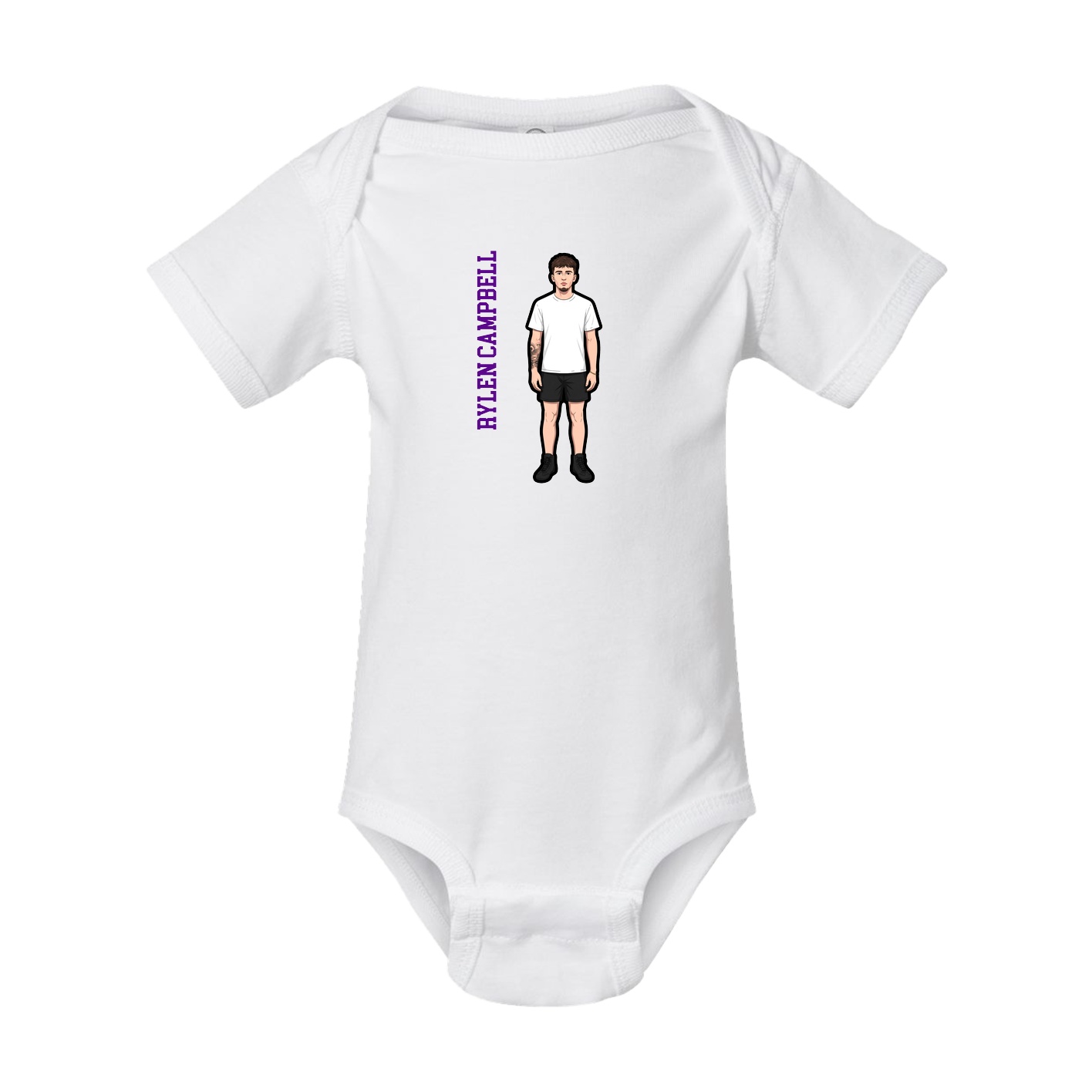 Baby Onesie — Name Vertical in White