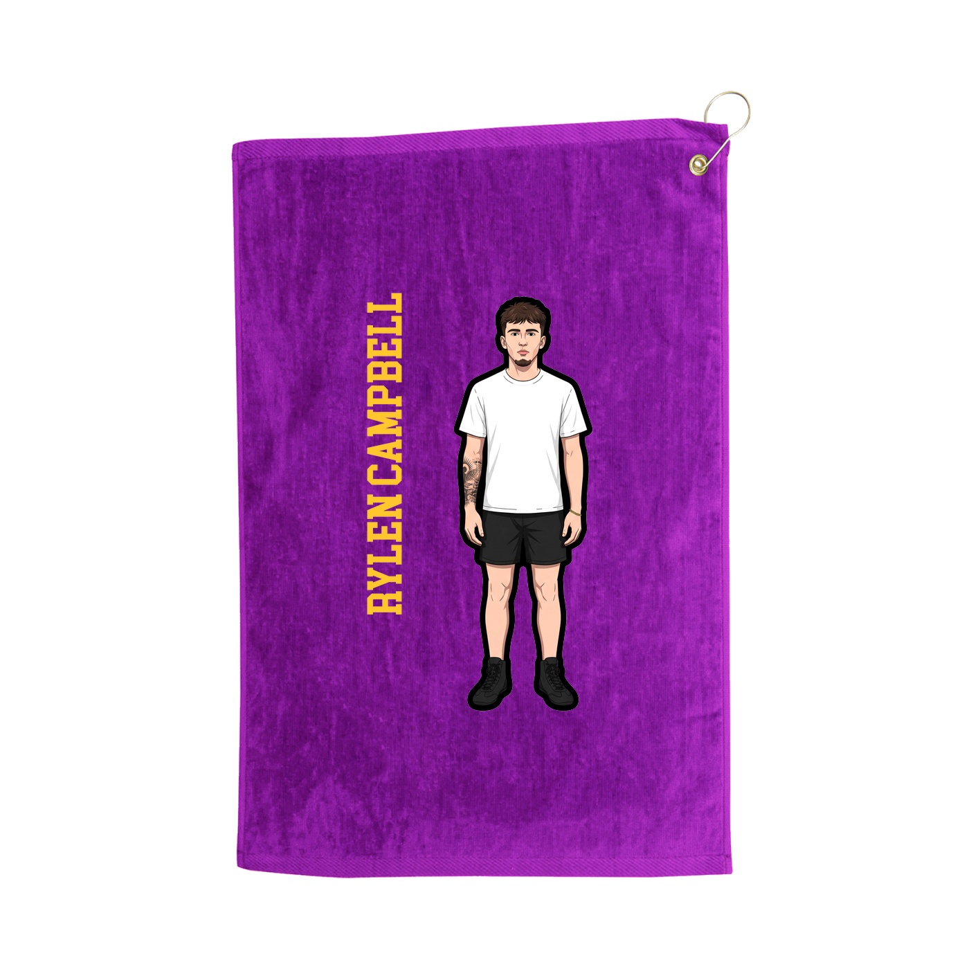 Golf Towel — Name Vertical in Purple