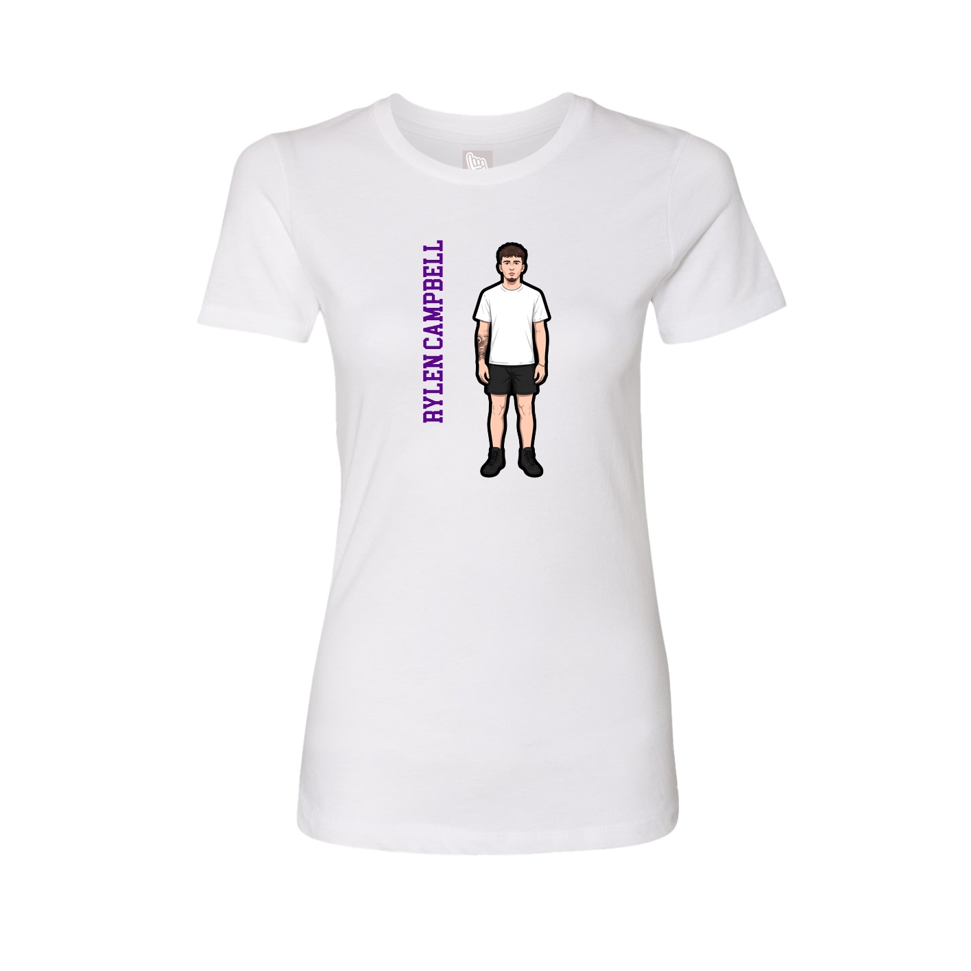 Fitted Women's Tee — Name Vertical in White