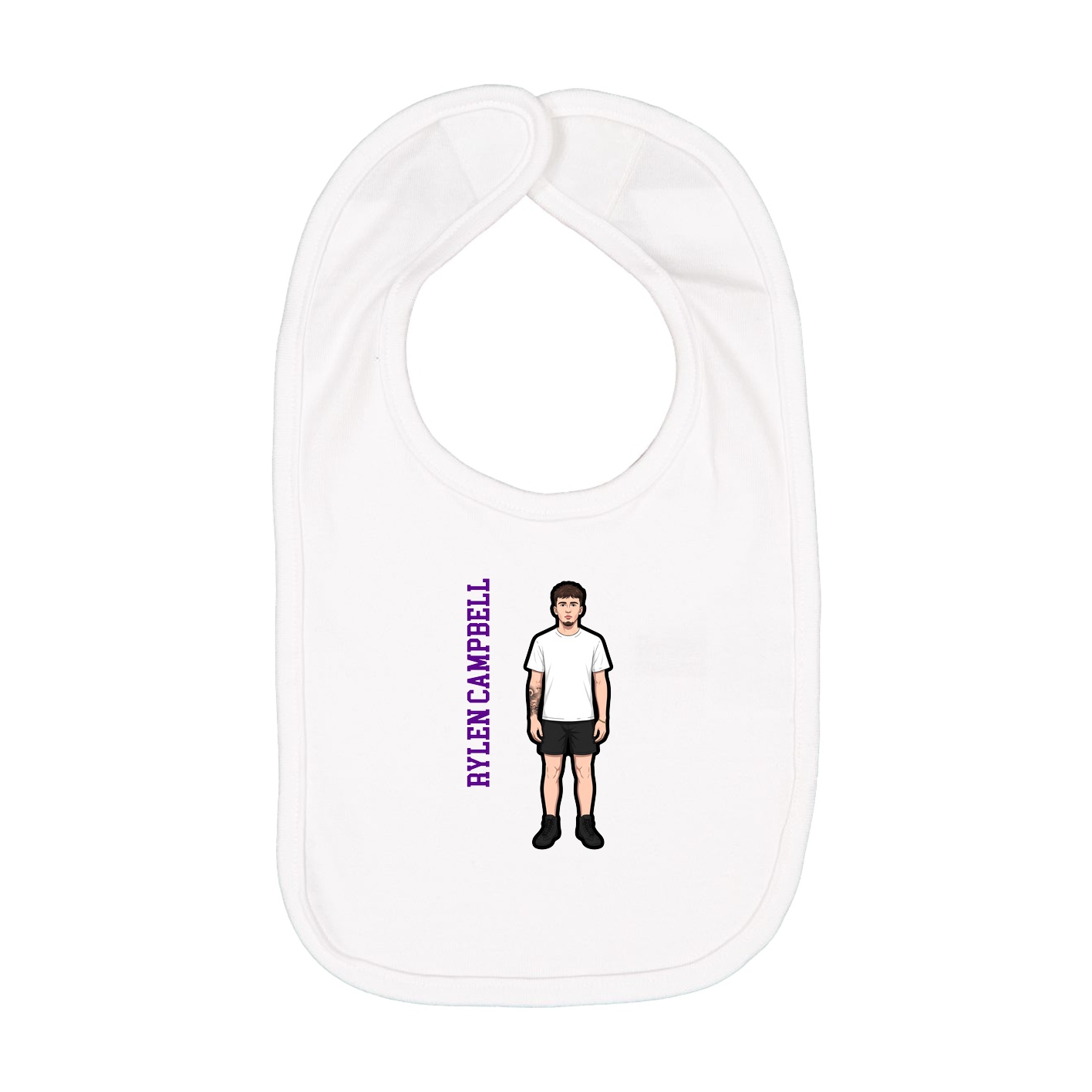Infant Bib — Name Vertical in White