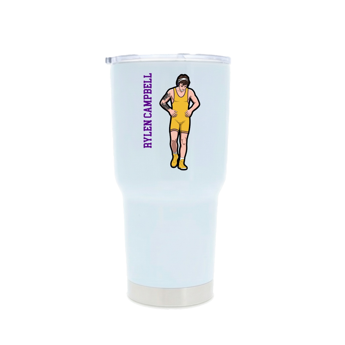 30oz Stainless Steel Tumbler — Name Vertical in White
