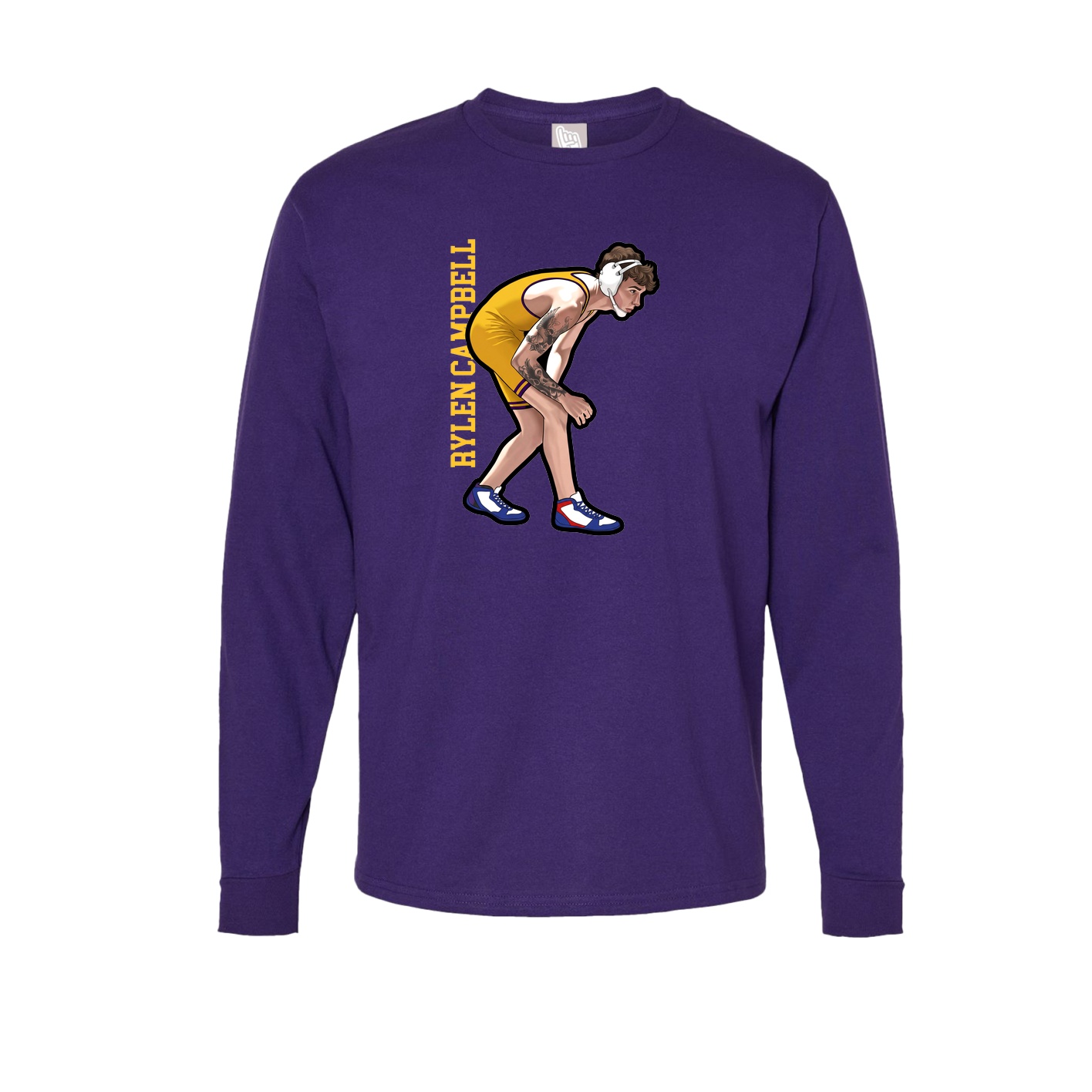 Long Sleeve Tee — Name Vertical in Purple