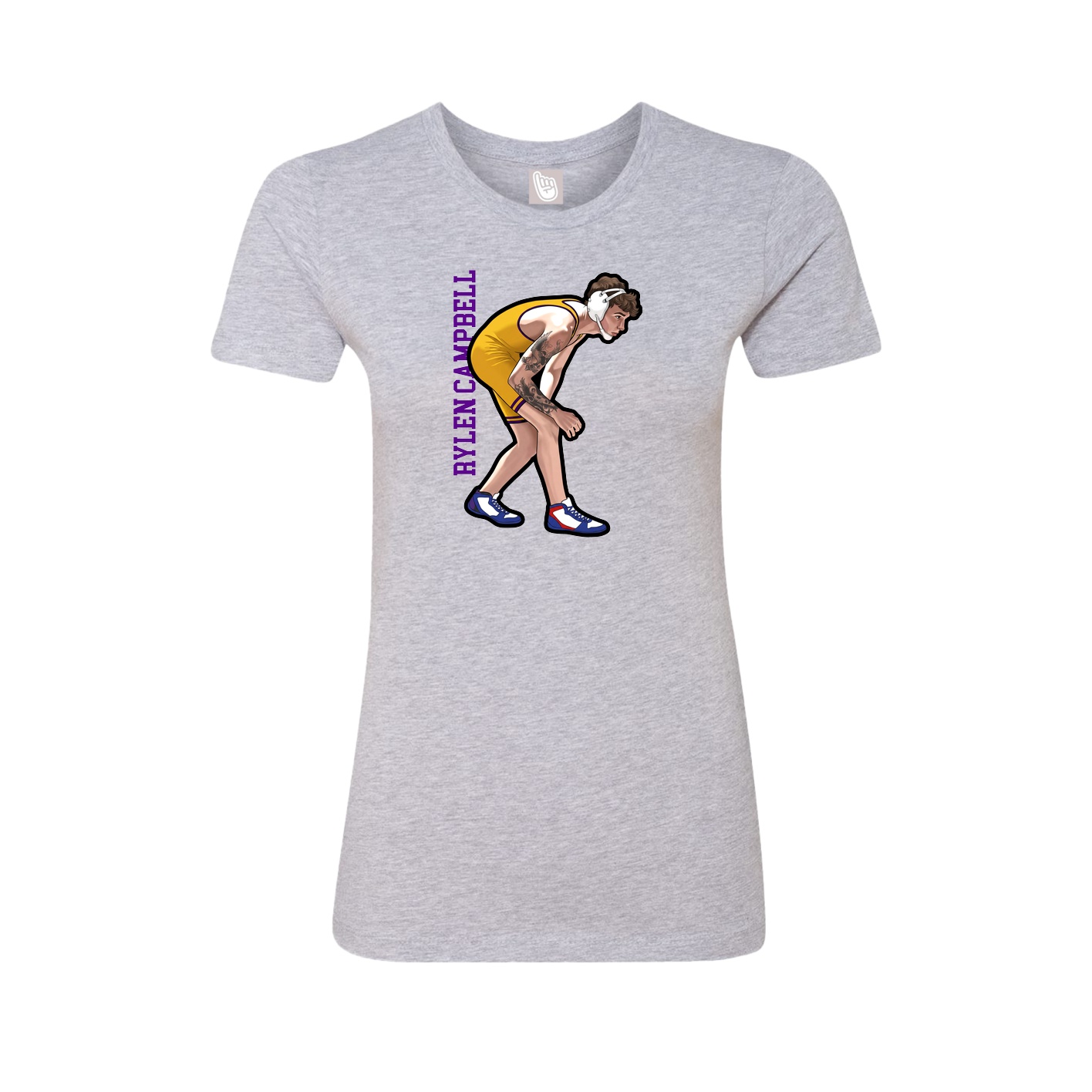 Fitted Women's Tee — Name Vertical in Grey