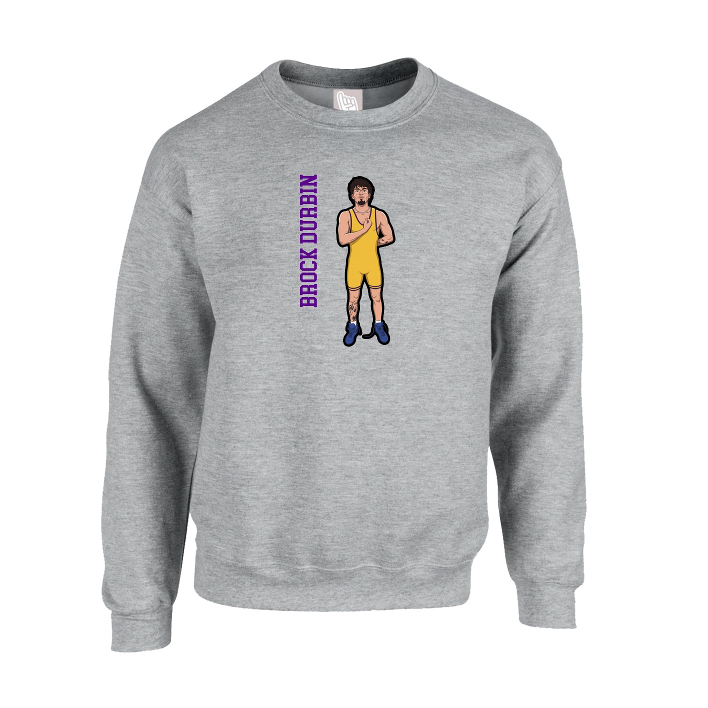 Fleece Crew — Name Vertical in Grey