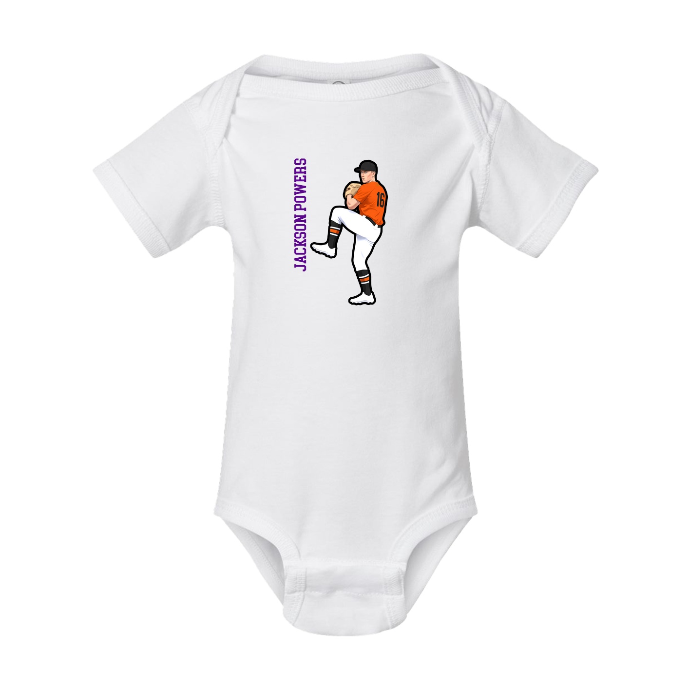 Baby Onesie — Name Vertical in White