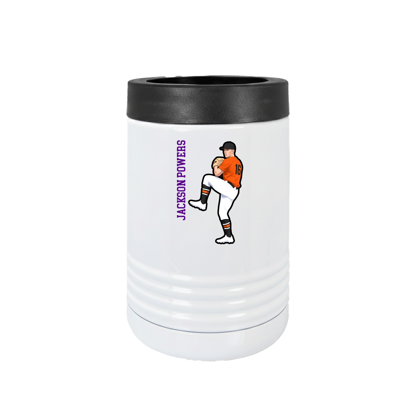 Beverage Holder — Name Vertical in White