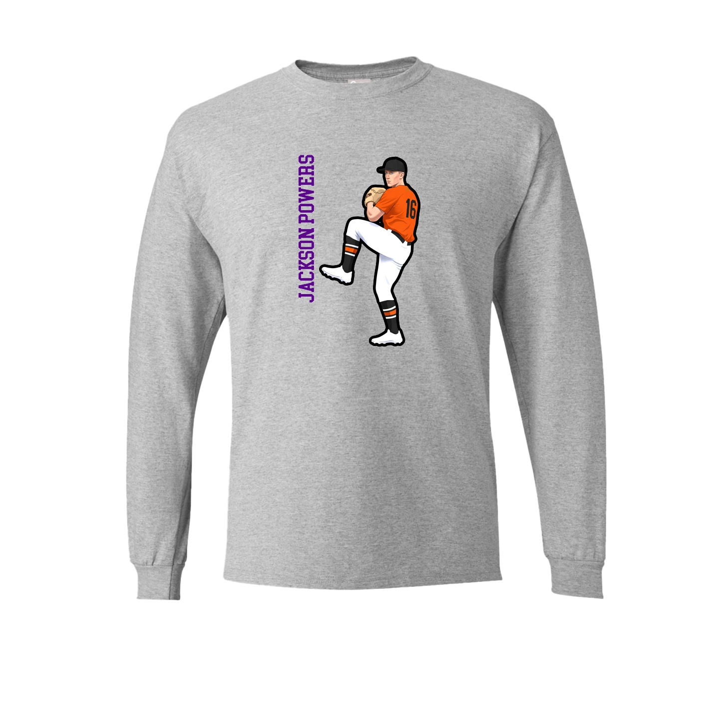 Long Sleeve Tee — Name Vertical in Grey