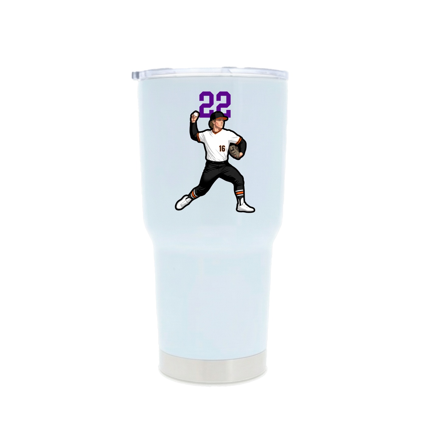 30oz Stainless Steel Tumbler — Number Top in White