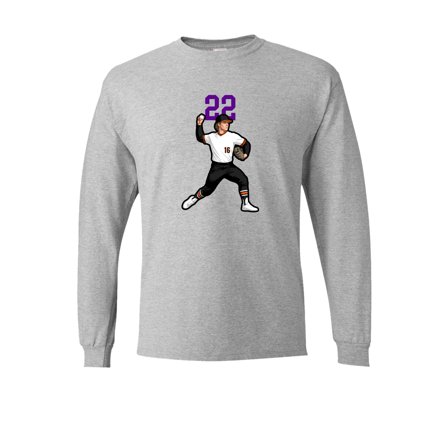 Long Sleeve Tee — Number Top in Grey