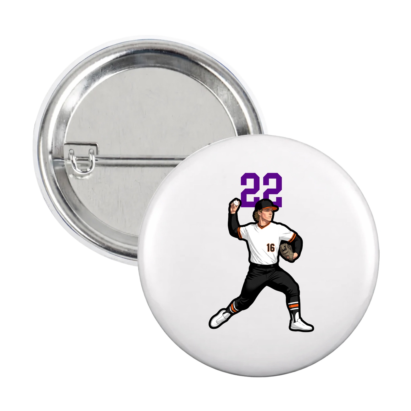 Game Day Button — Number Top in White