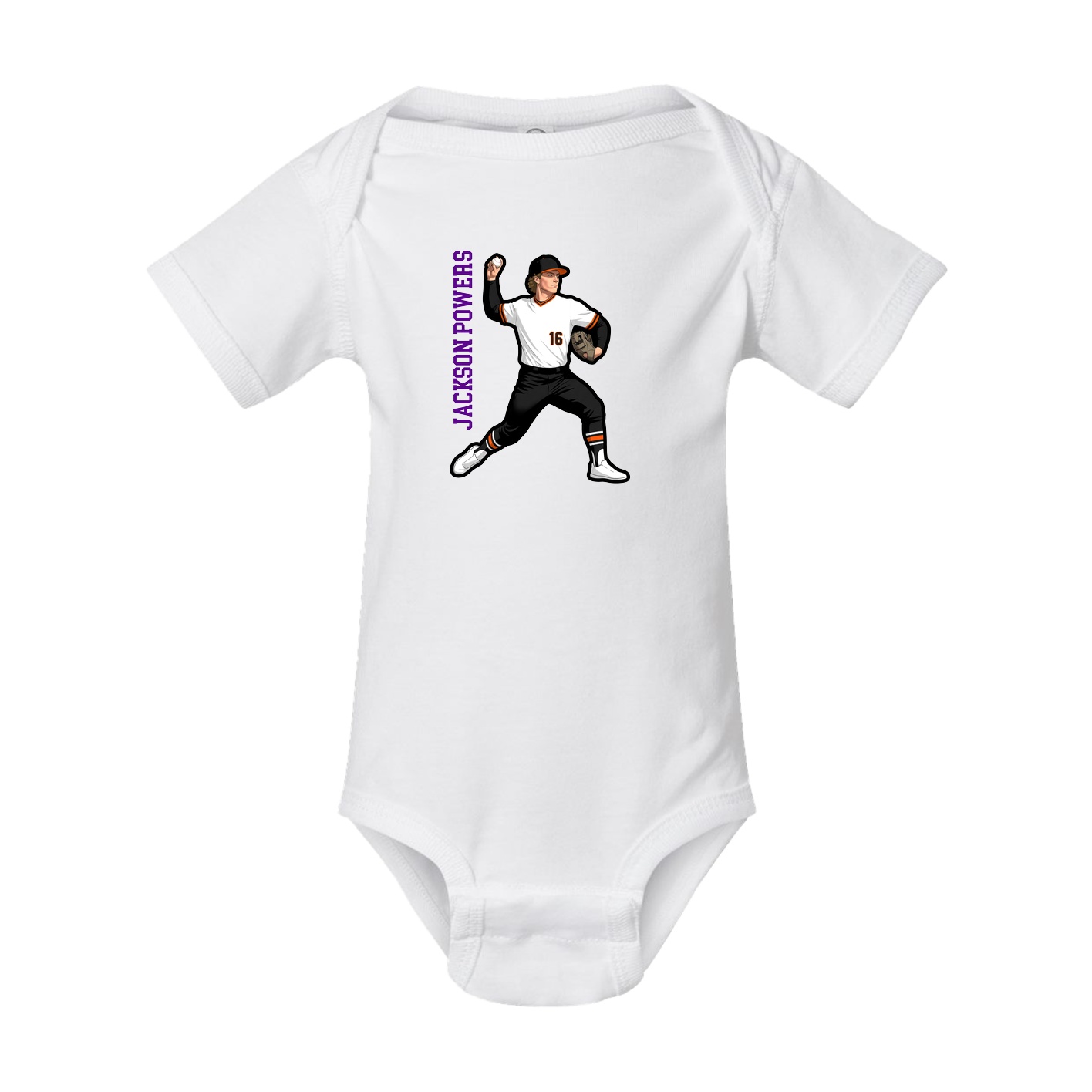 Baby Onesie — Name Vertical in White