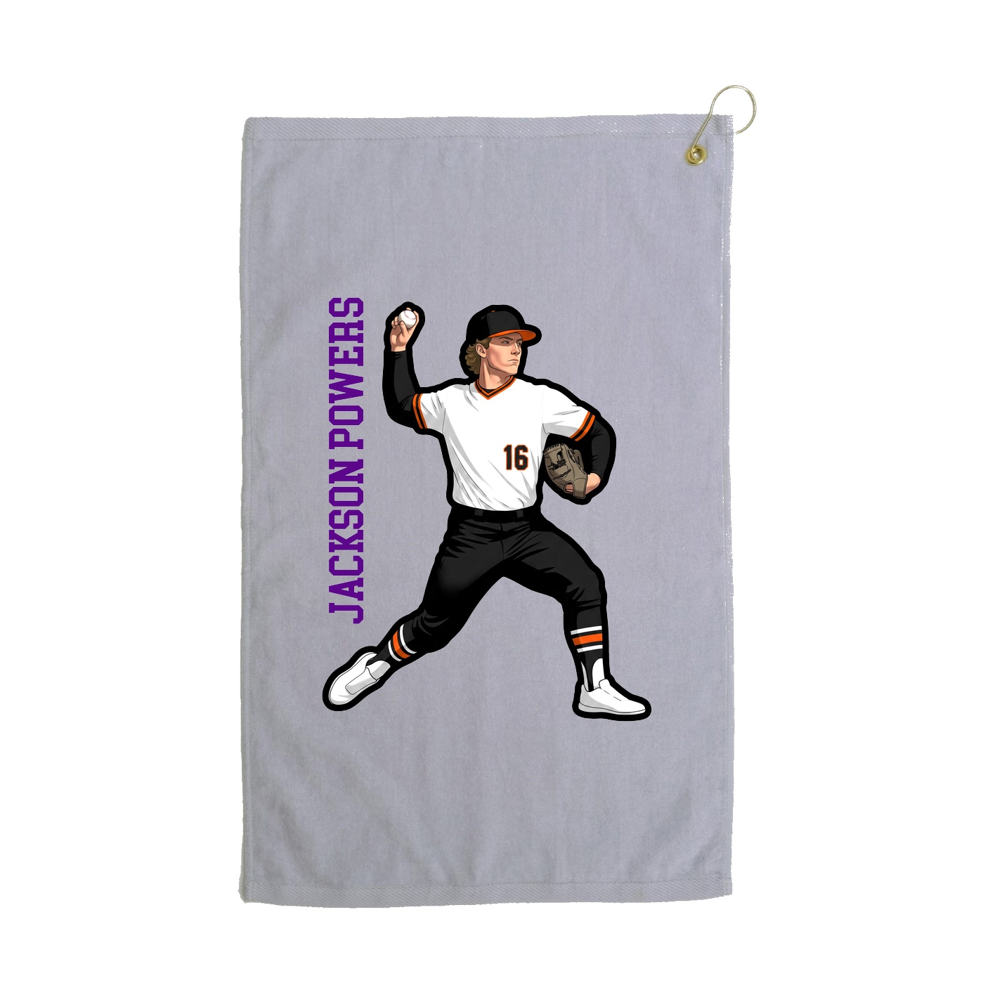 Golf Towel — Name Vertical in Grey