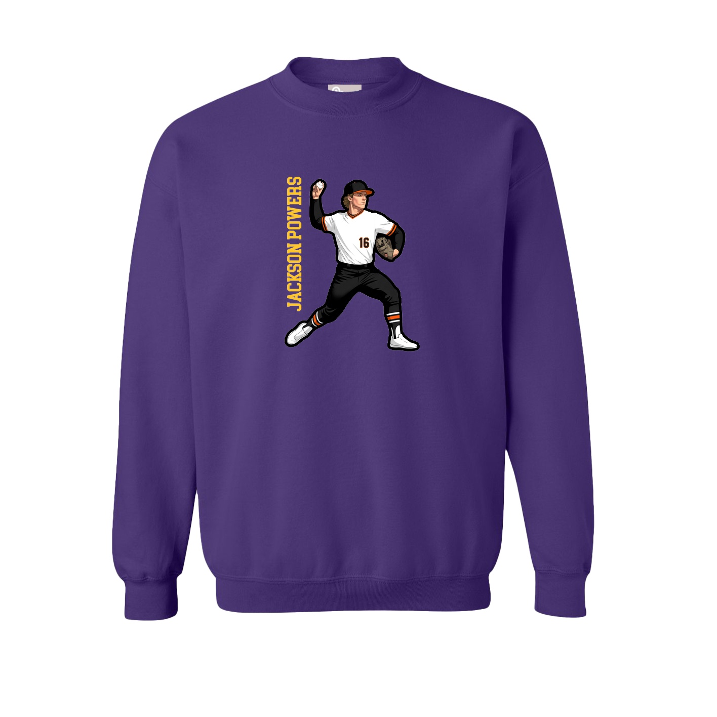 Fleece Crew — Name Vertical in Purple