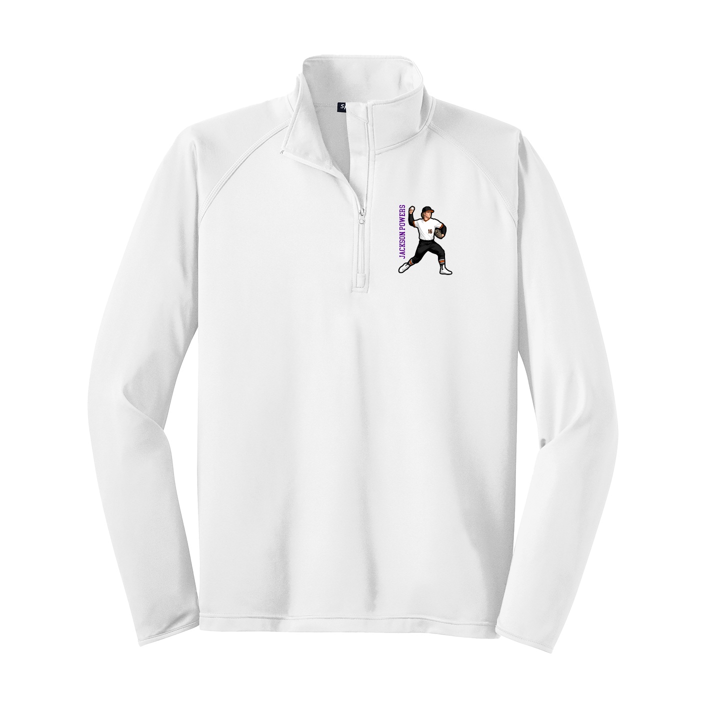 Q-Zip Pullover — Name Vertical in White