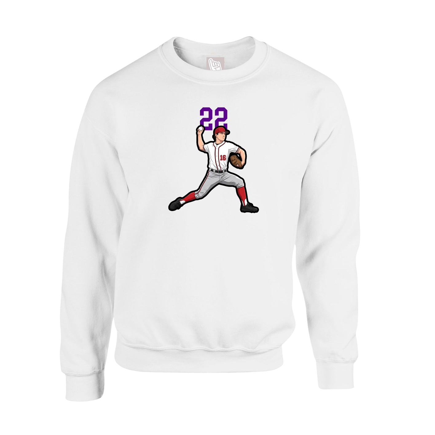 Fleece Crew — Number Top in White