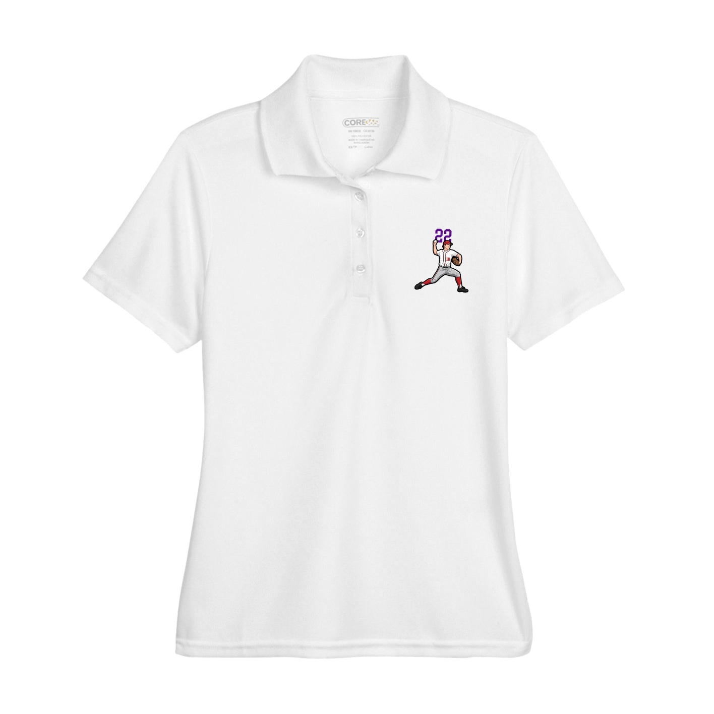 Womens Performance Polo — Number Top in White