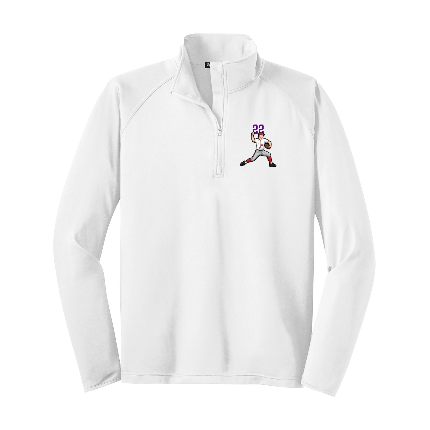 Q-Zip Pullover — Number Top in White
