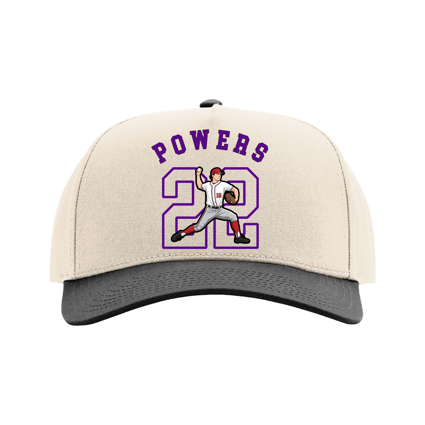 Full Fabric Five-Panel Champ Cap — Shirsey Arch in Cream/Black