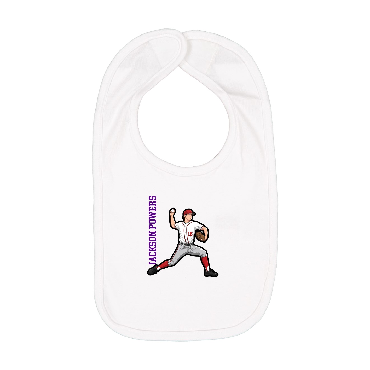 Infant Bib — Name Vertical in White
