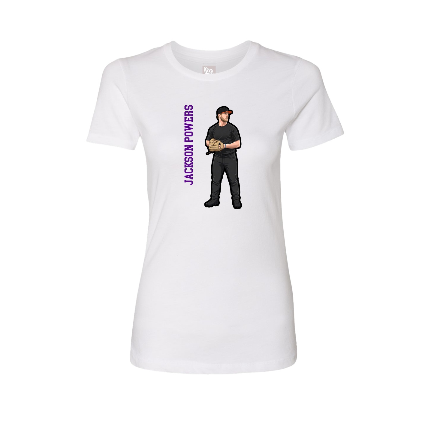 Womens Tee — Name Vertical in White