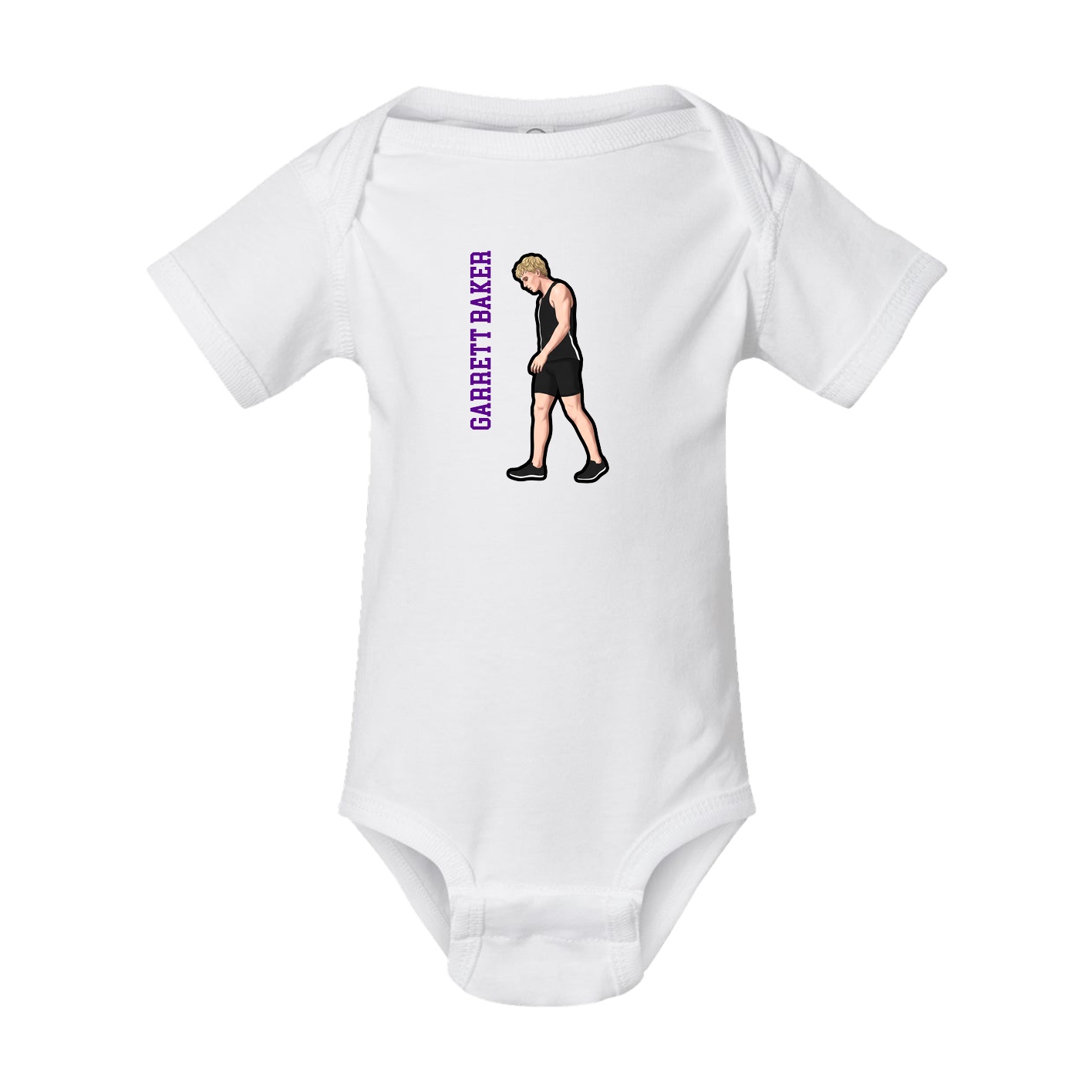 Baby Onesie — Name Vertical in White