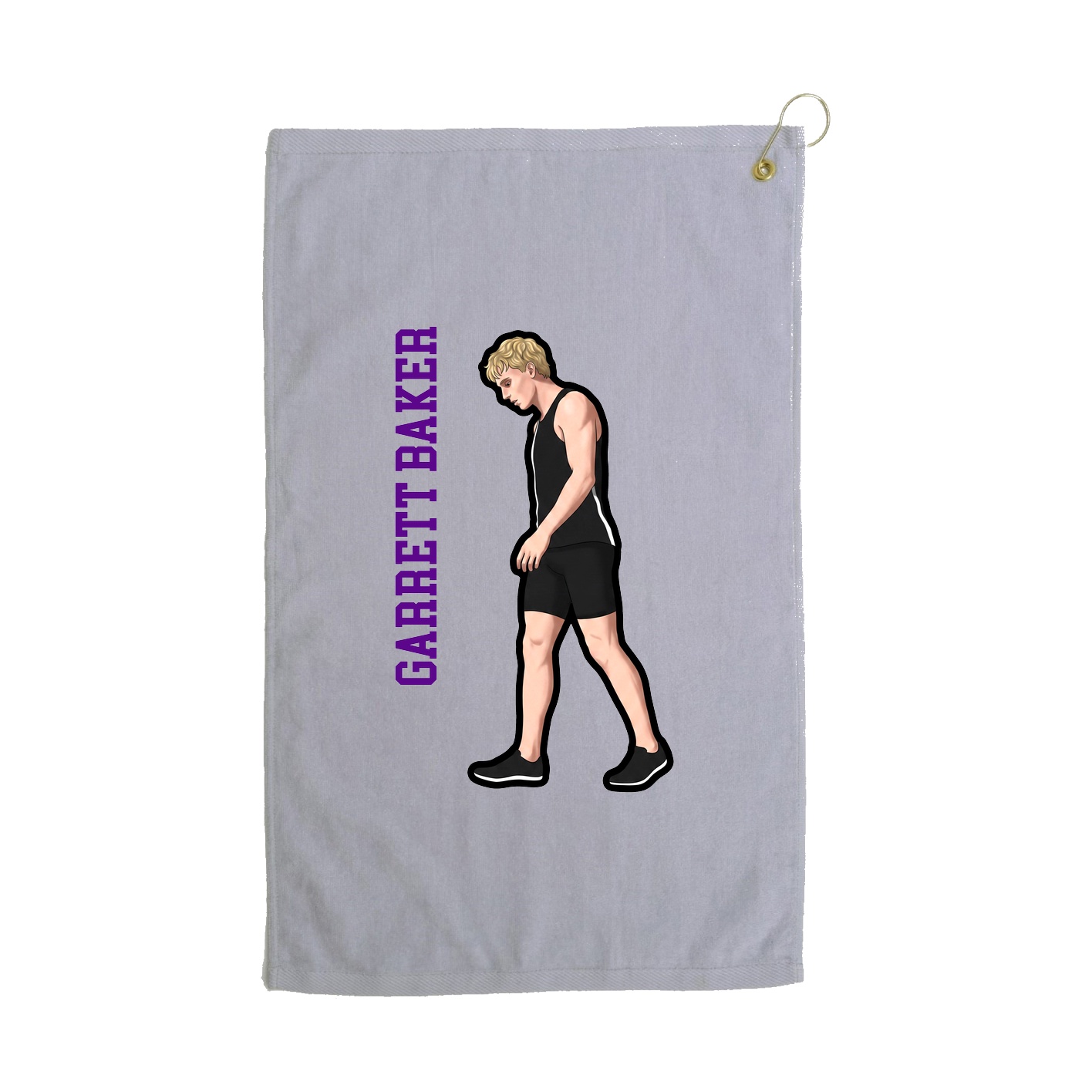 Golf Towel — Name Vertical in Grey
