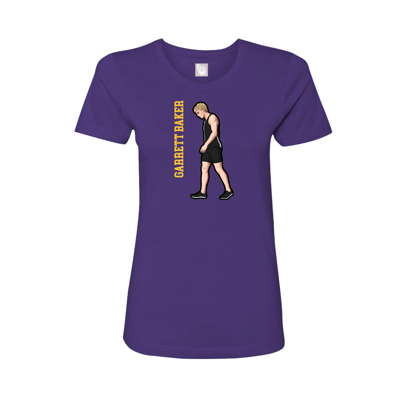 Fitted Women's Tee — Name Vertical in Purple