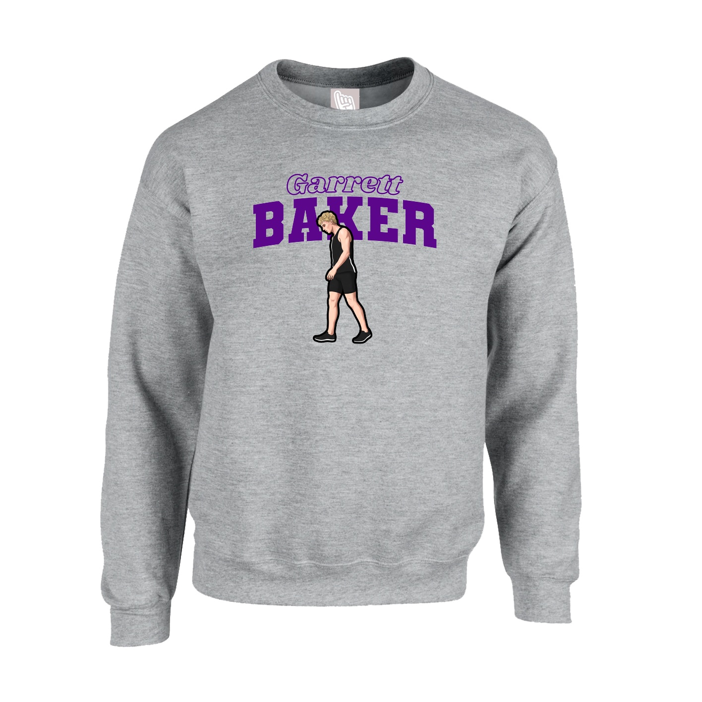 Fleece Crew — Name Arch in Grey