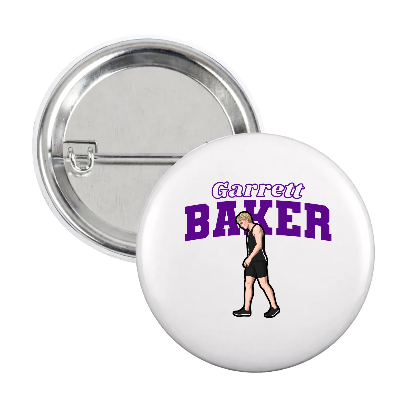 Game Day Button — Name Arch in White