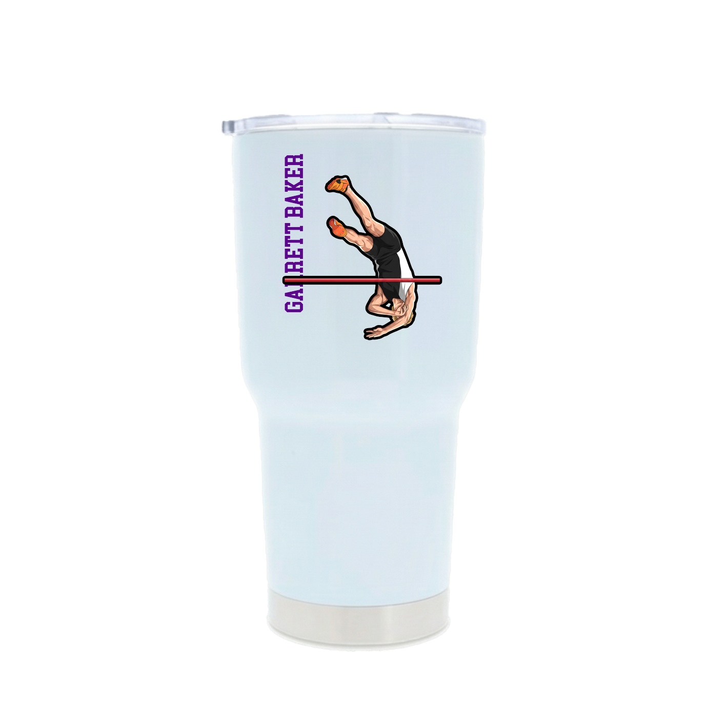 30oz Stainless Steel Tumbler — Name Vertical in White
