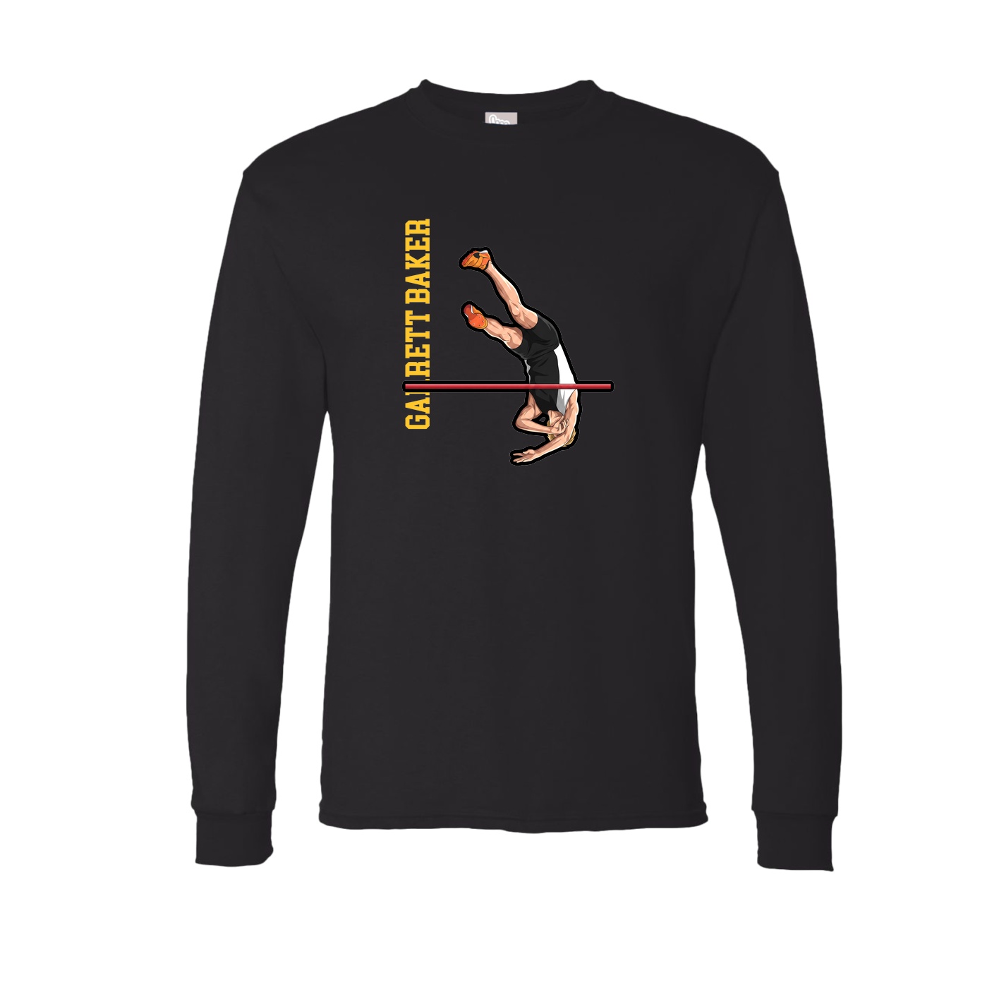 Long Sleeve Tee — Name Vertical in Black