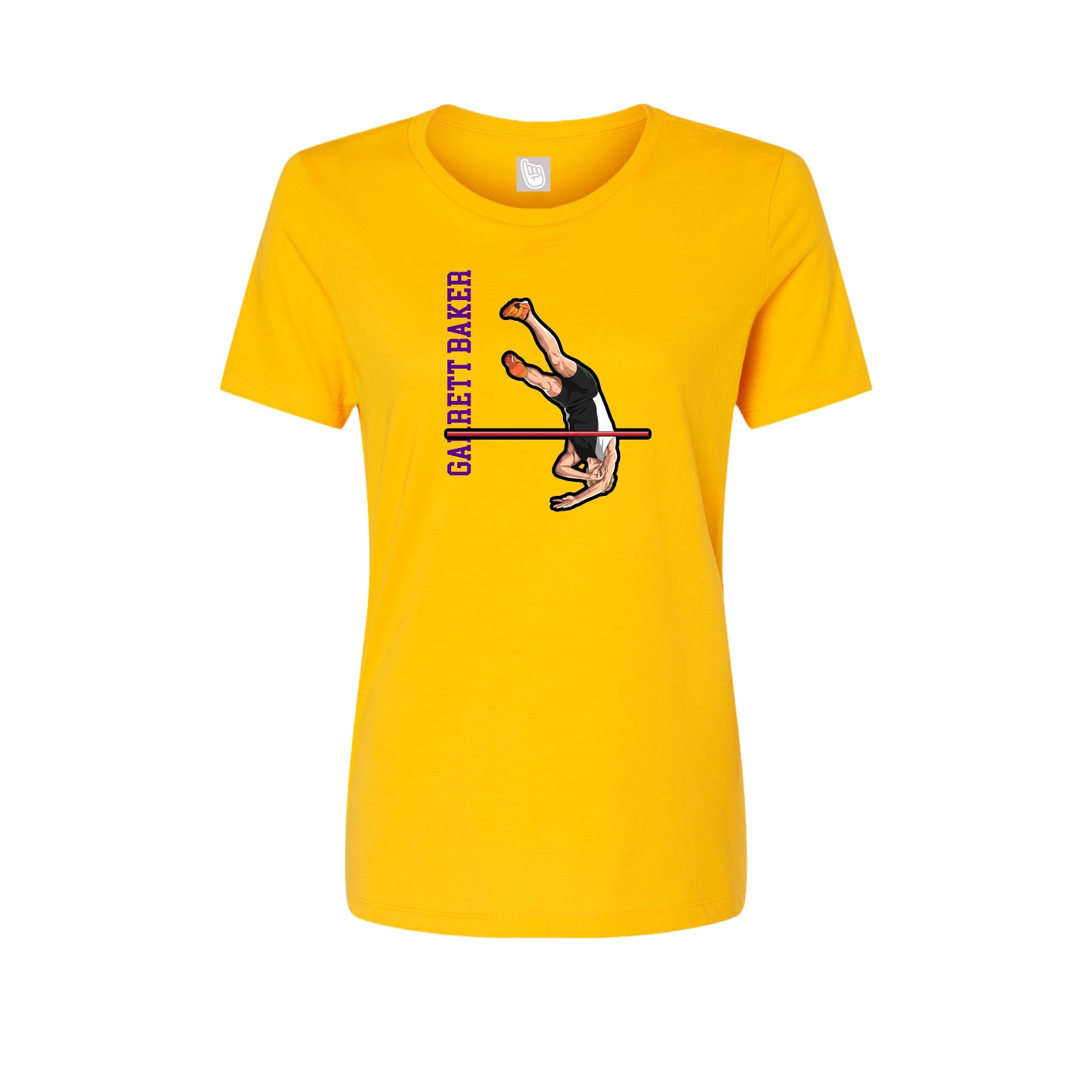 Fitted Women's Tee — Name Vertical in Gold