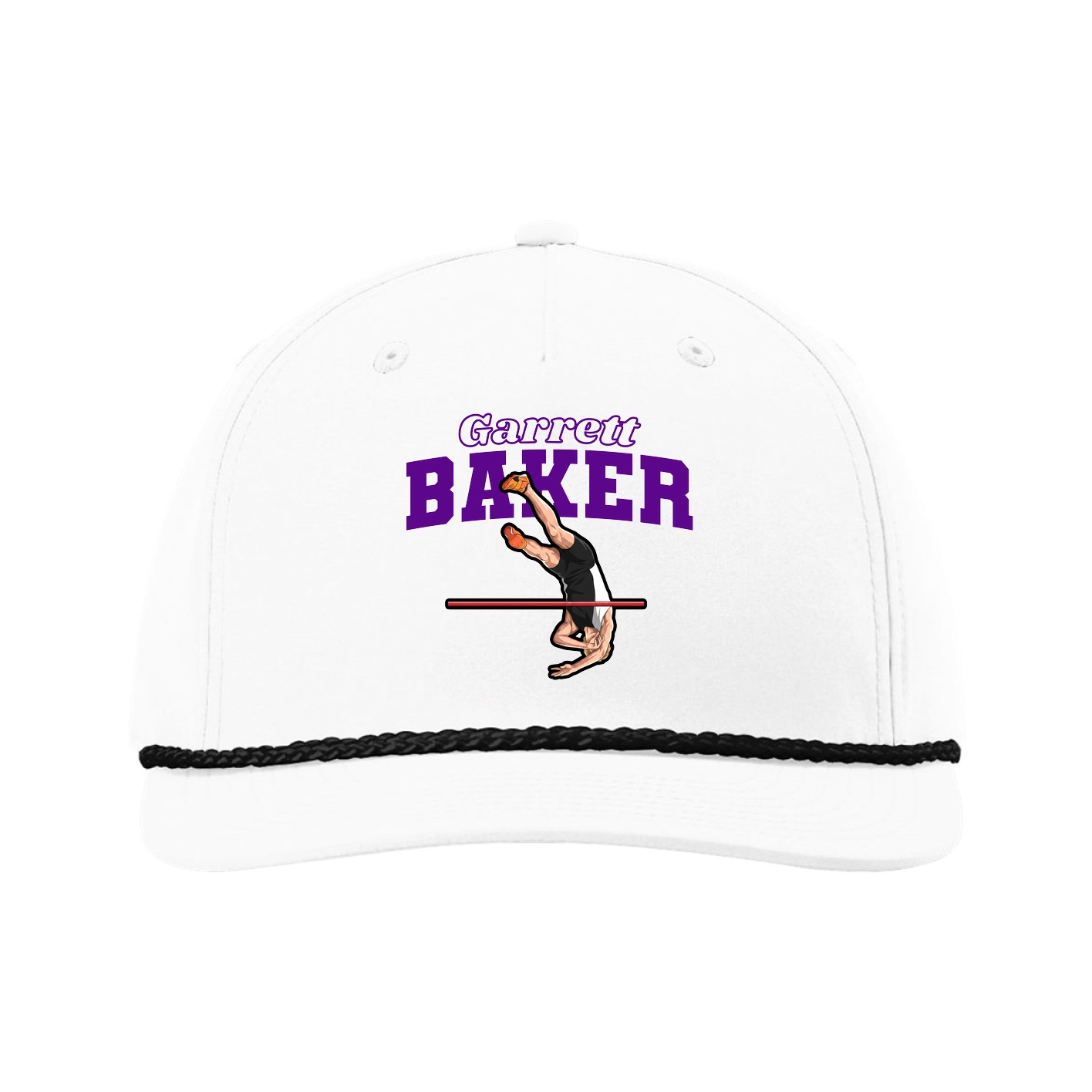 Five-Panel Classic Rope Cap — Name Arch in White