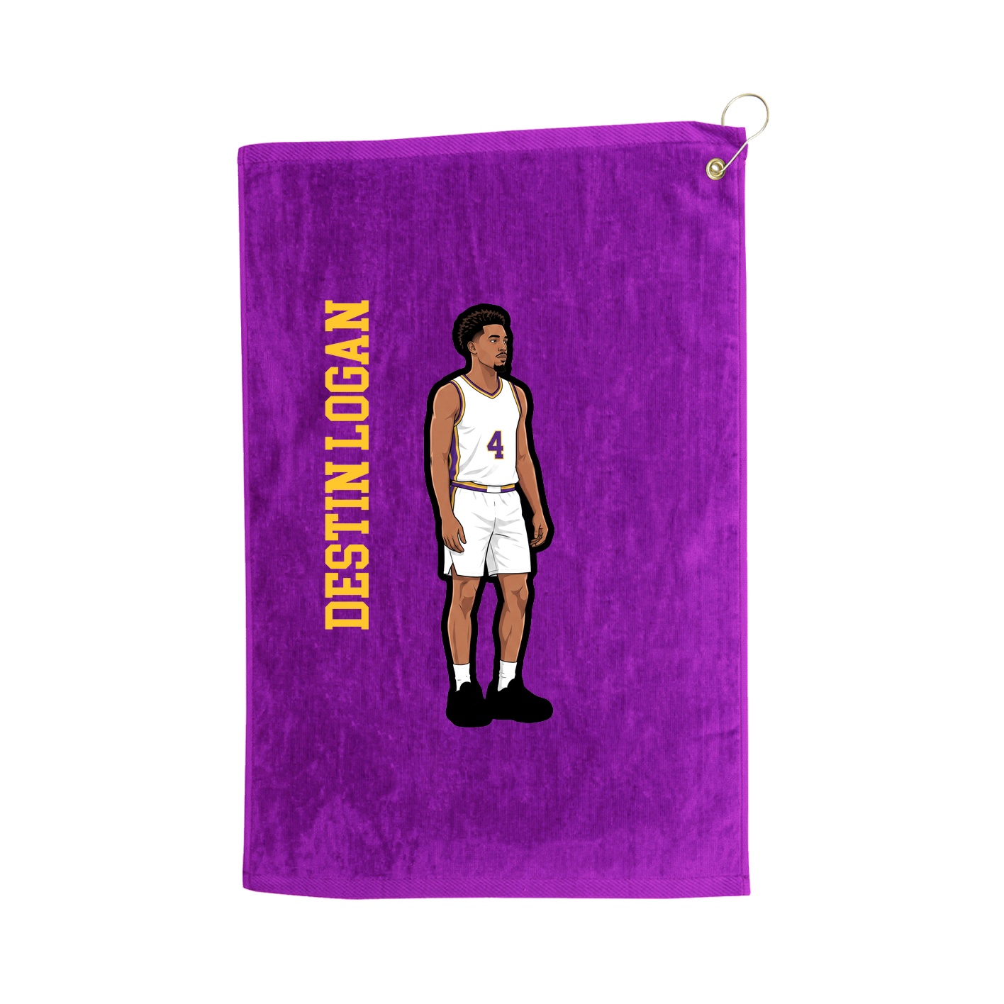 Golf Towel — Name Vertical in Purple