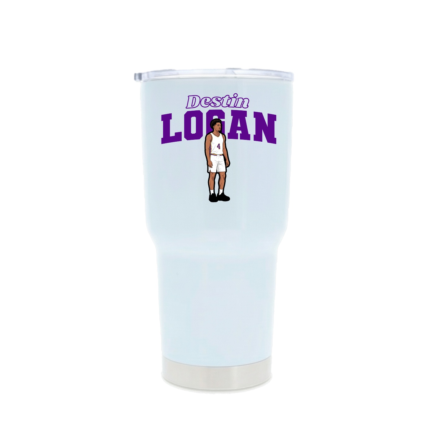 30oz Stainless Steel Tumbler — Name Arch in White
