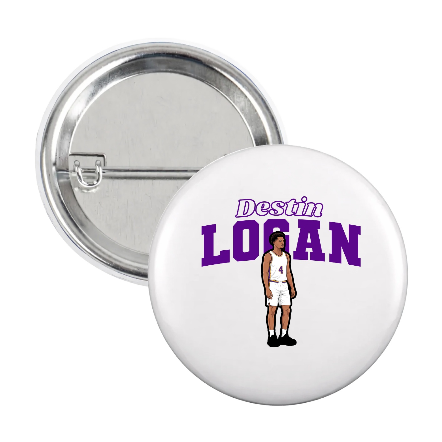 Game Day Button — Name Arch in White