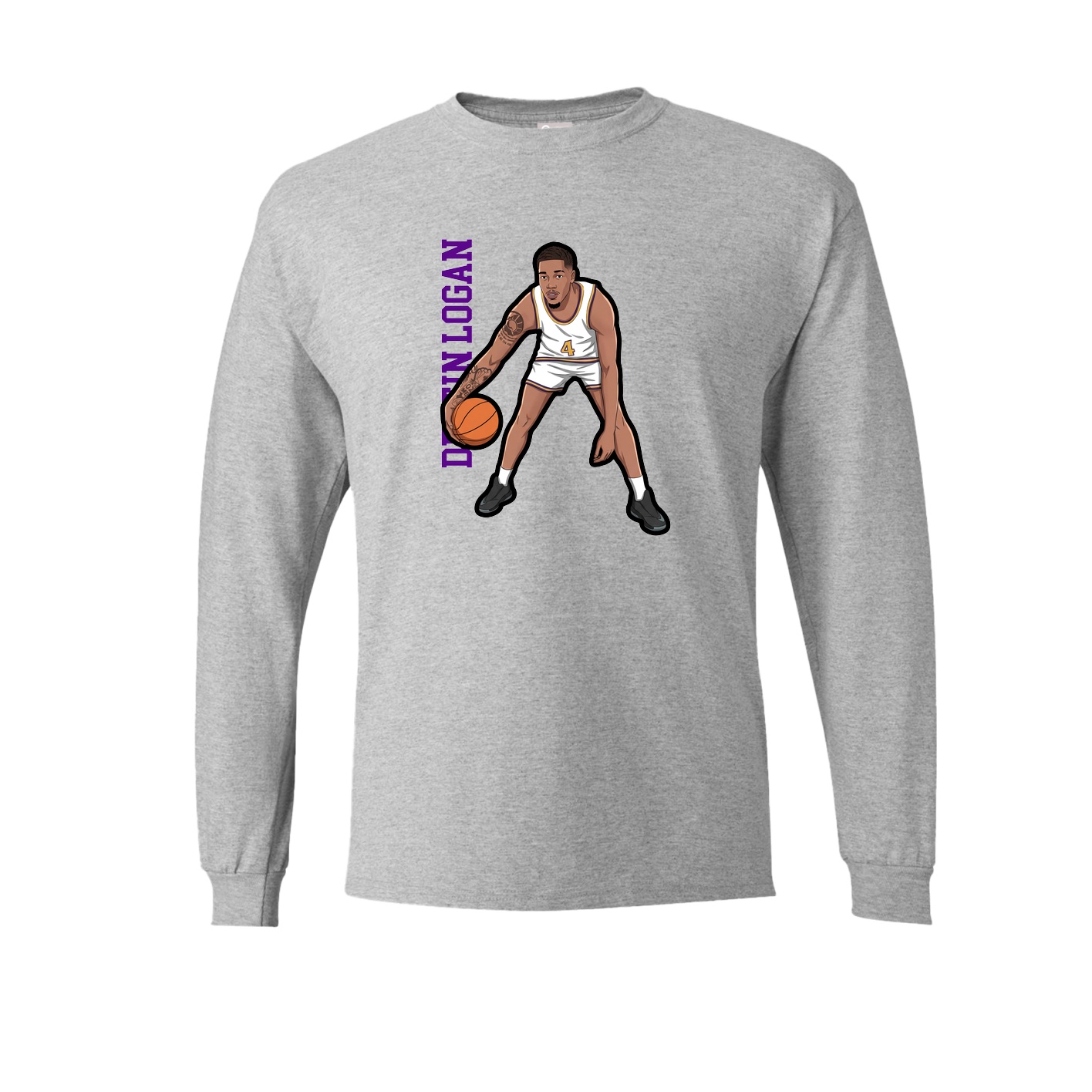 Long Sleeve Tee — Name Vertical in Grey