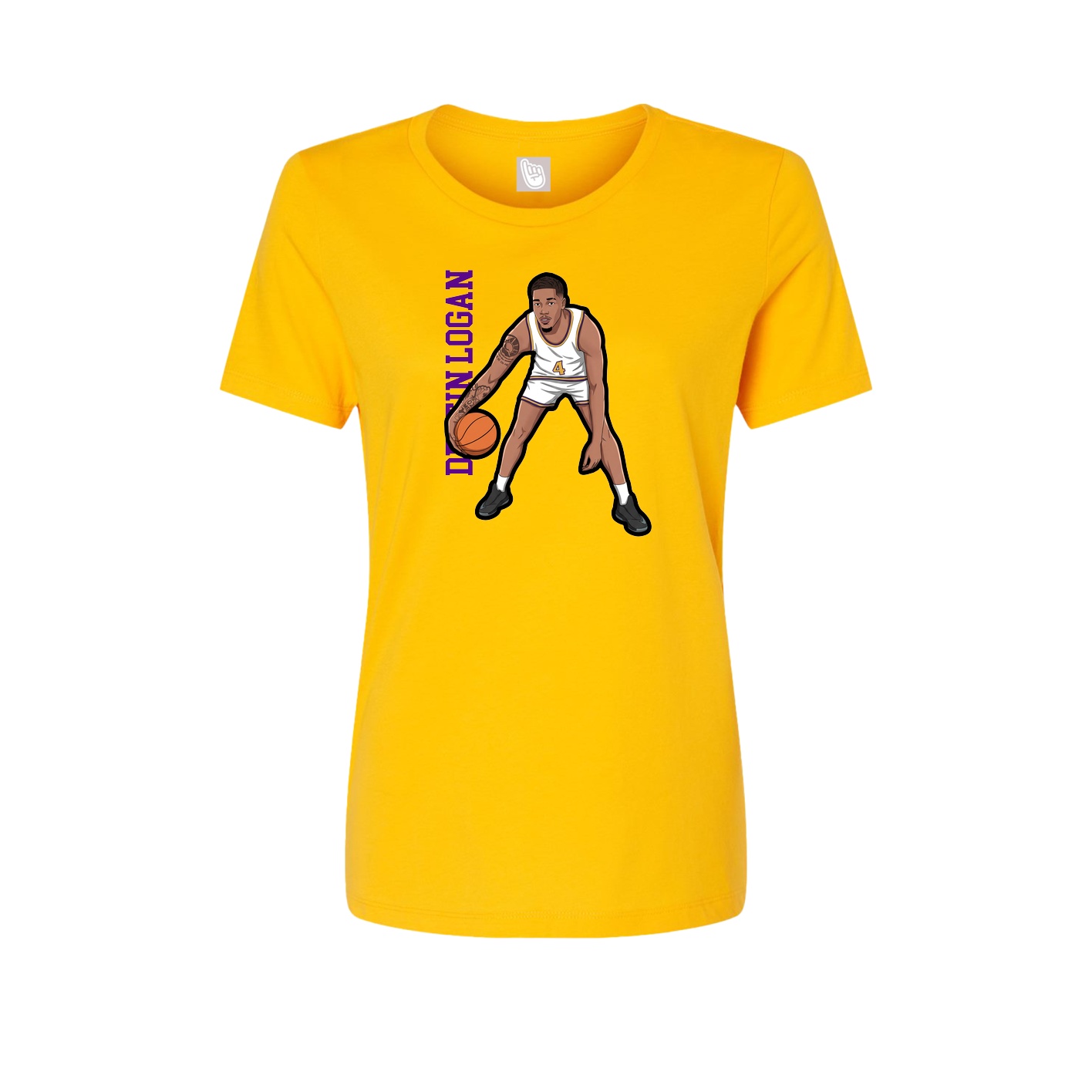 Fitted Women's Tee — Name Vertical in Gold