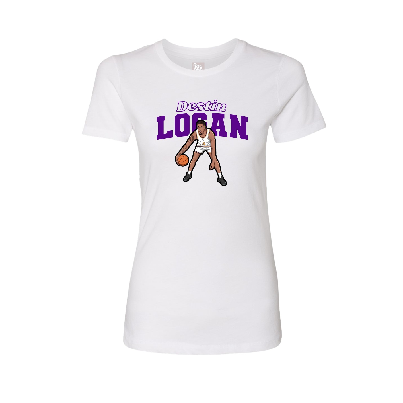 Fitted Women's Tee — Name Arch in White