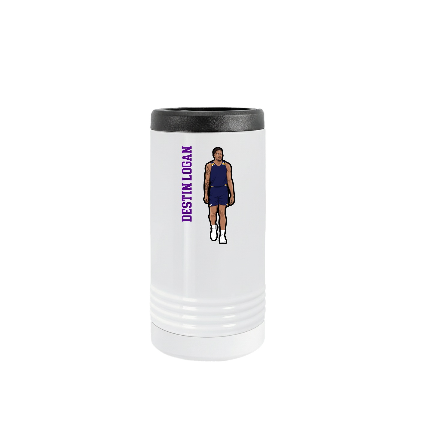 Slim Beverage Holder — Name Vertical in White