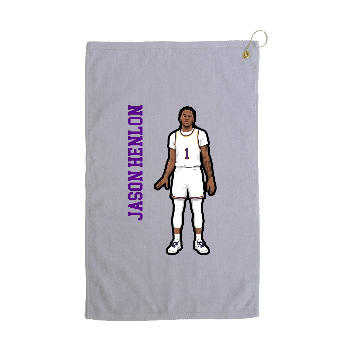 Golf Towel — Name Vertical in Grey